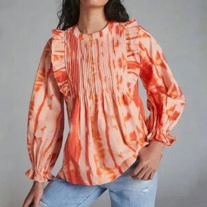 Anthropologie Samant Chauhan Emilia Ruffled Tie-Dye Blouse NWT